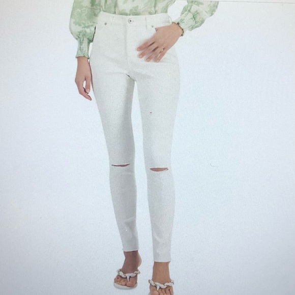 NWT AERO SKINNY HIGH RISE ANKLE JEGGING WHITE DISTRESSED ROW HEM IN SIZE 8 - Picture 2 of 7